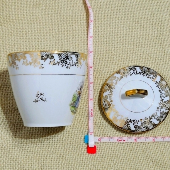 Vintage Du Centre Porcelaine R.C. Courtin Couples Sugar Bowl with Lid - Picture 11 of 11